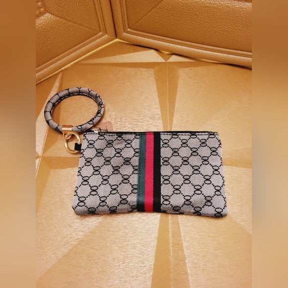 FINAL PRICE: Grey, Black, Green, Red Designer Look Wristlet - Picture 1 of 5